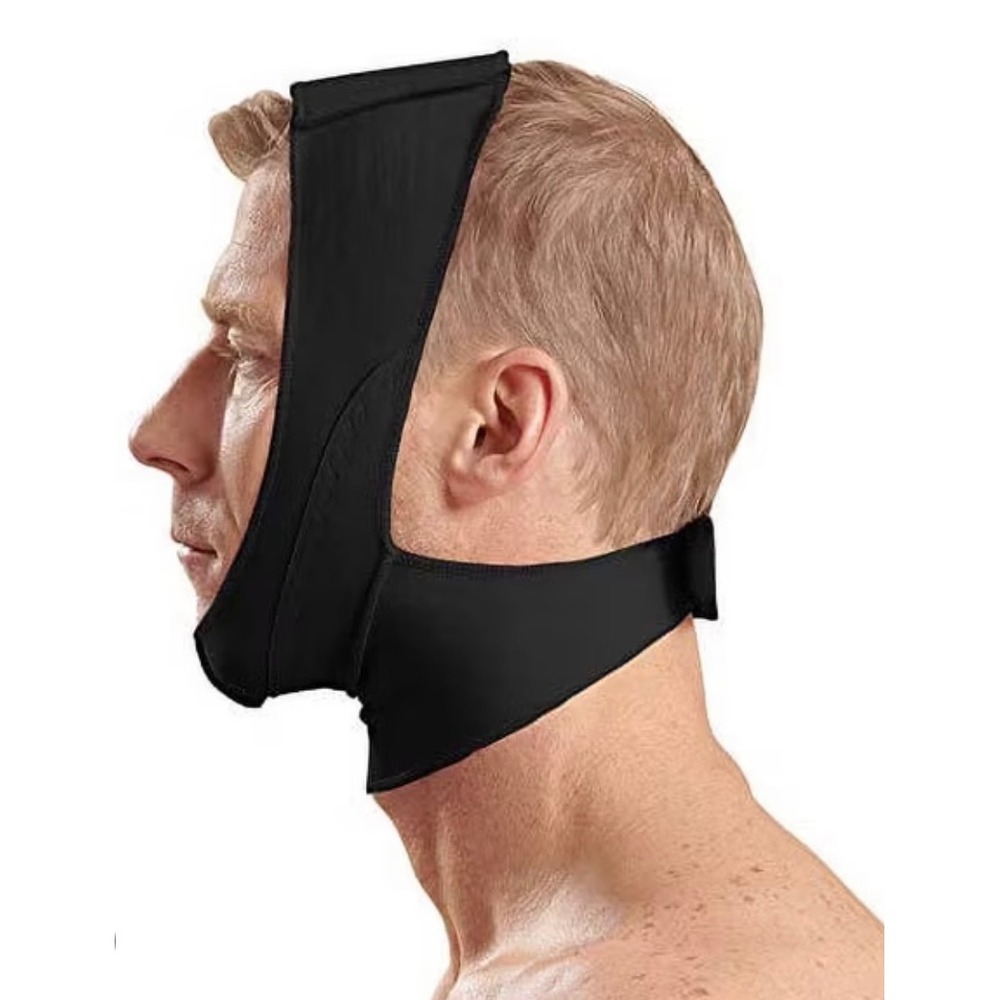 Marena Recovery Minimal Coverage Face Mask Chin Strap Black FM100-B Size Large